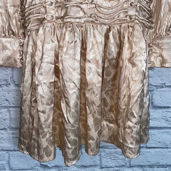 Nasty Gal Large Champagne Eyelet 'Em Stop And Stare Satin Mini Dress - Picture 8 of 16